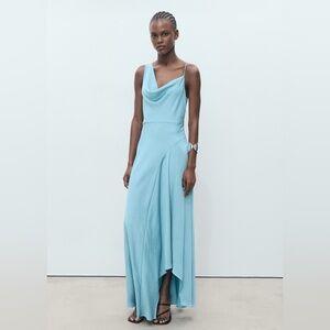 Mango | Asymmetrical Blue Maxi Dress in Size 2/XS